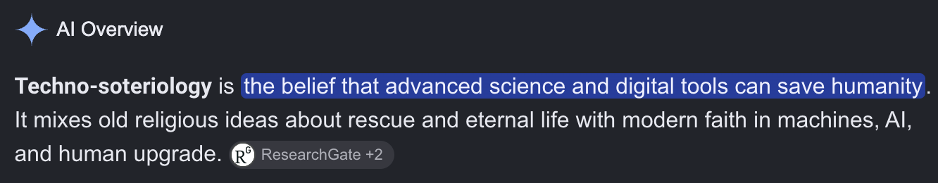 Gemini AI Overview definition of techno-soteriology